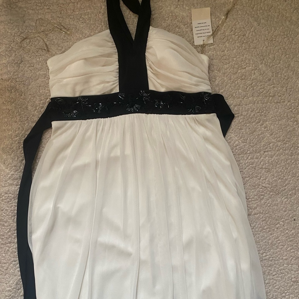 White Dress with Black Sequined Detail